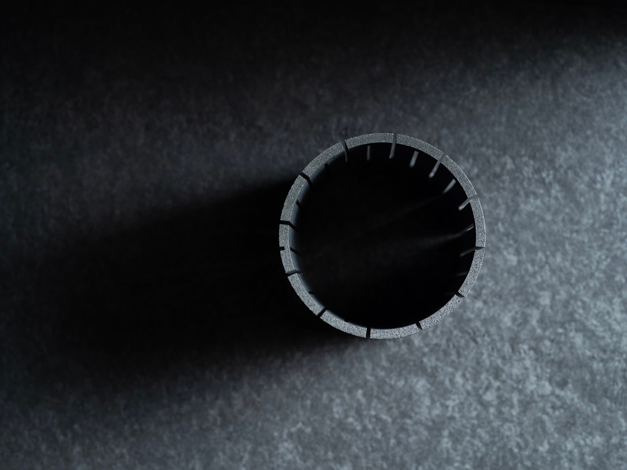 Round graphite detail from above